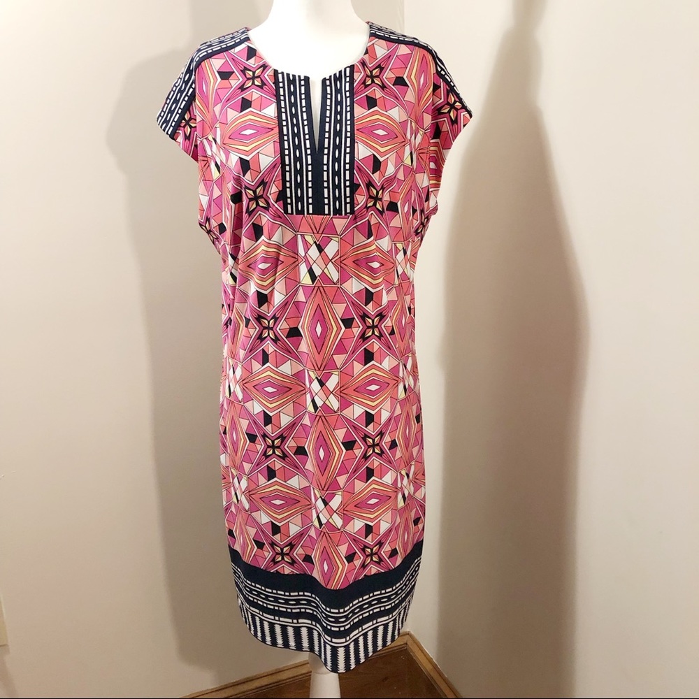 Laundry By Shelli Segal Split Neck Geometric Dress - image 1